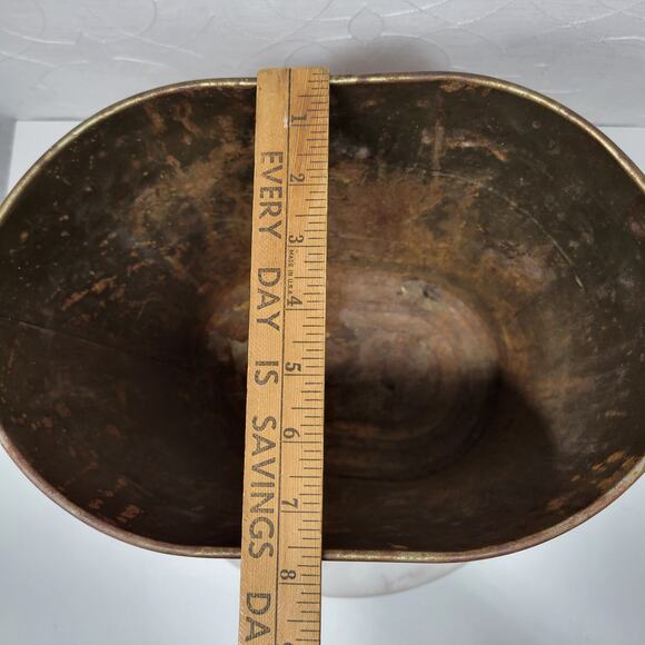 VTG Harvell Tolled Metal Trash Can 12" Red Floral Painted Oval MCM Wastebasket - Picture 6 of 16